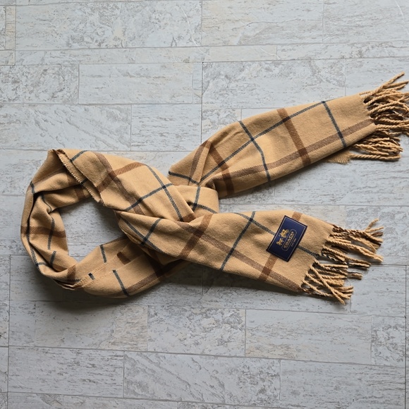 Coach Accessories - Coach Scarf Plaid Super Soft Tan Brown Navy